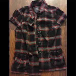 S plaid Forever 21 red blk gray soft